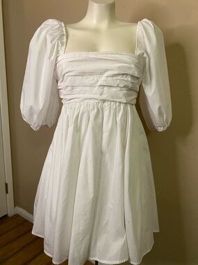 Abercrombie & Fitch White cotton Smocked puff sleeve peasant sundress XS 💕